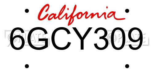 6GCY309 California License Plate