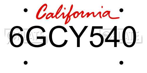6GCY540 California License Plate