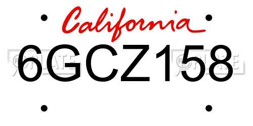 6GCZ158 California License Plate