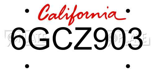 6GCZ903 California License Plate