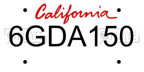 6GDA150 California License Plate