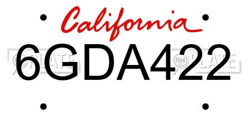 6GDA422 California License Plate