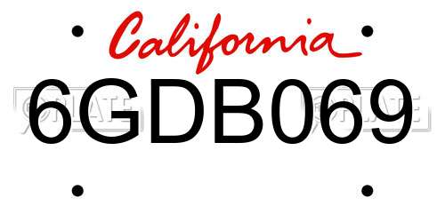 6GDB069 California License Plate
