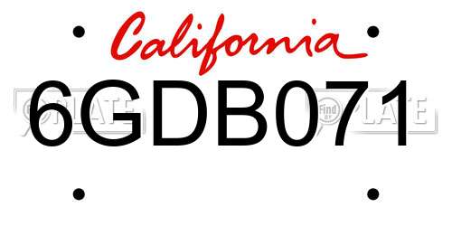 6GDB071 California License Plate