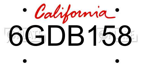 6GDB158 California License Plate
