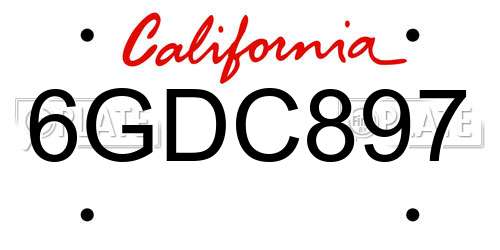 6GDC897 California License Plate