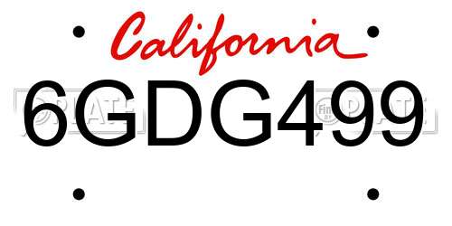 6GDG499 California License Plate