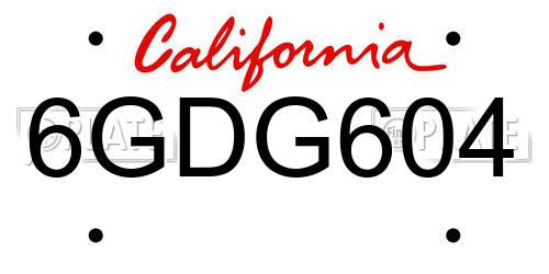 6GDG604 California License Plate