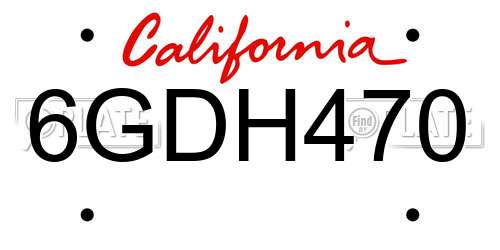 6GDH470 California License Plate