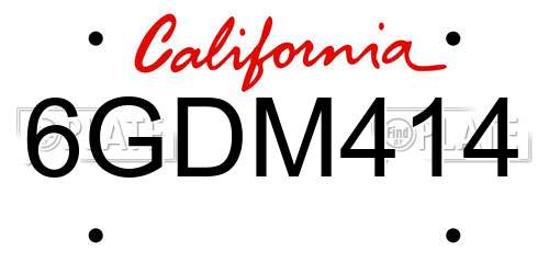 6GDM414 California License Plate