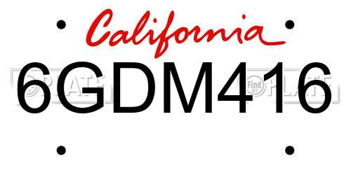 6GDM416 California License Plate