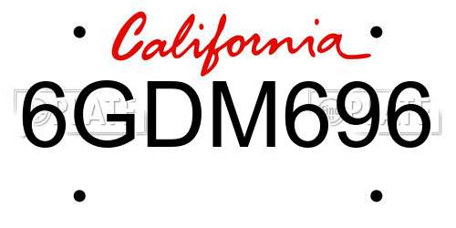 6GDM696 California License Plate