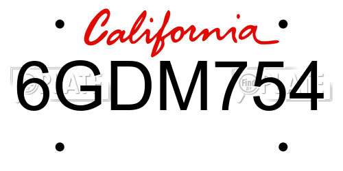 6GDM754 California License Plate