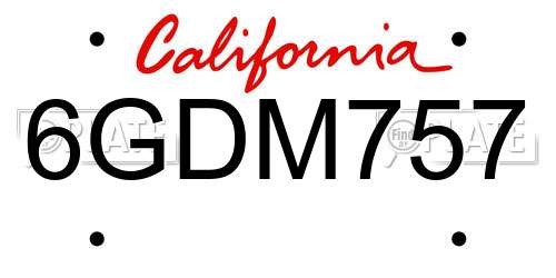 6GDM757 California License Plate