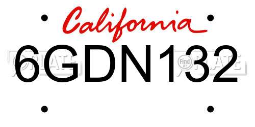 6GDN132 California License Plate