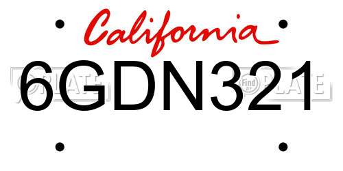 6GDN321 California License Plate