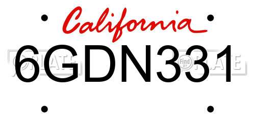 6GDN331 California License Plate
