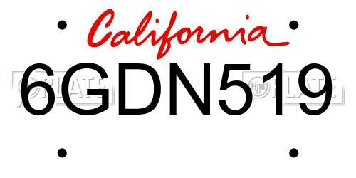 6GDN519 California License Plate