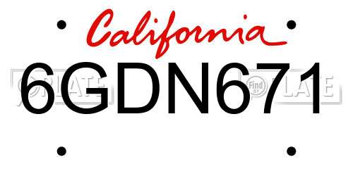 6GDN671 California License Plate