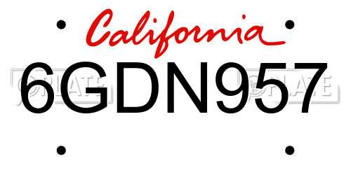 6GDN957 California License Plate