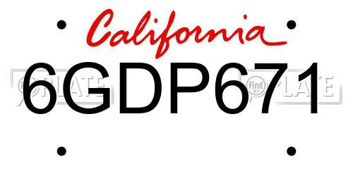 6GDP671 California License Plate