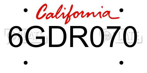 6GDR070 California License Plate
