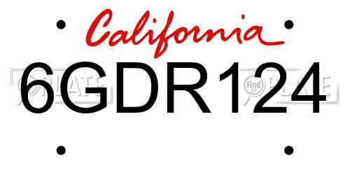6GDR124 California License Plate