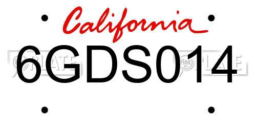 6GDS014 California License Plate