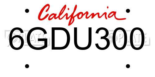 6GDU300 California License Plate
