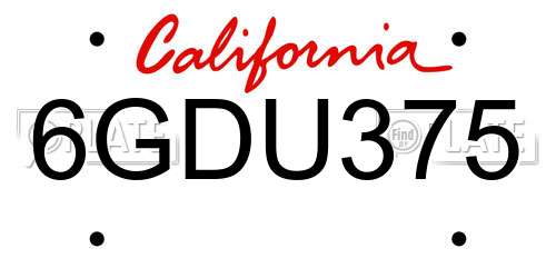 6GDU375 California License Plate