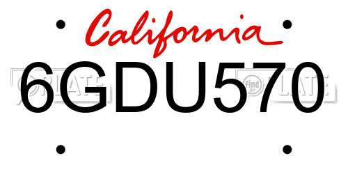 6GDU570 California License Plate