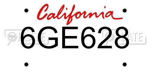 6GE628 California License Plate