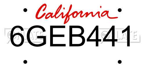 6GEB441 California License Plate