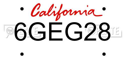 6GEG28 California License Plate