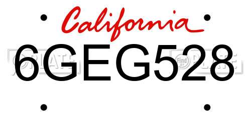 6GEG528 California License Plate