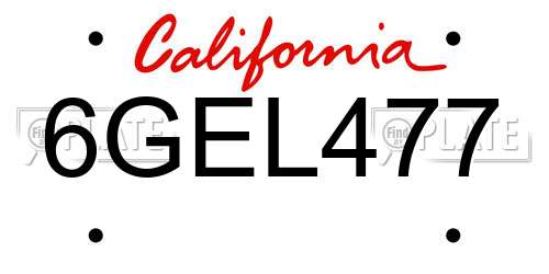 6GEL477 California License Plate