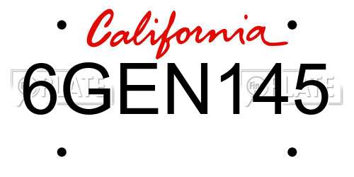 6GEN145 California License Plate