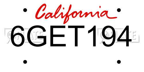 6GET194 California License Plate