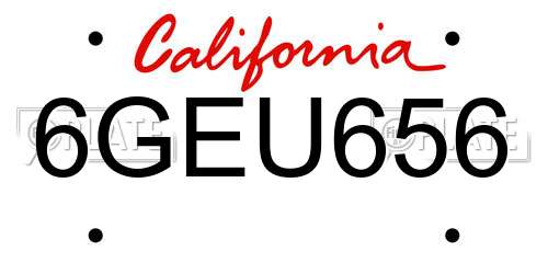 6GEU656 California License Plate
