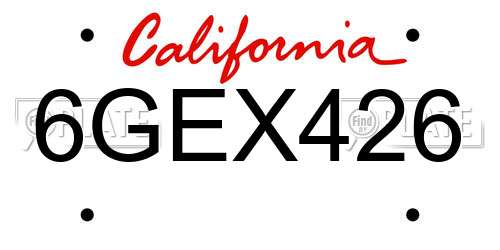 6GEX426 California License Plate