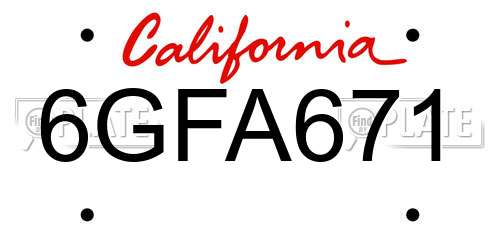 6GFA671 California License Plate