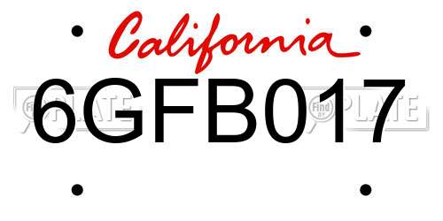 6GFB017 California License Plate