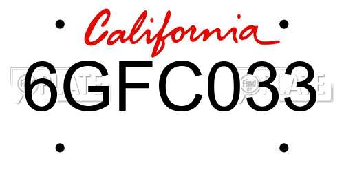 6GFC033 California License Plate