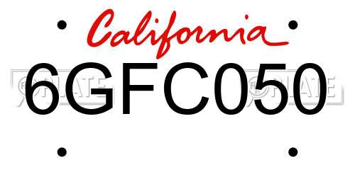6GFC050 California License Plate