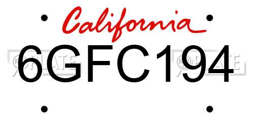 6GFC194 California License Plate
