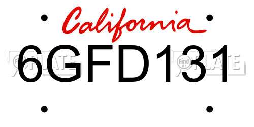 6GFD131 California License Plate