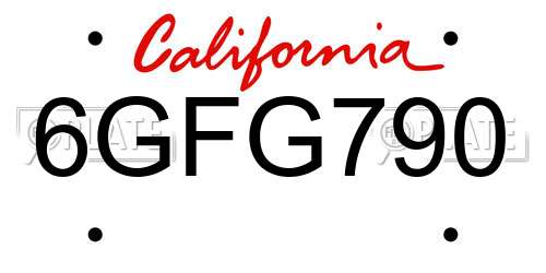 6GFG790 California License Plate