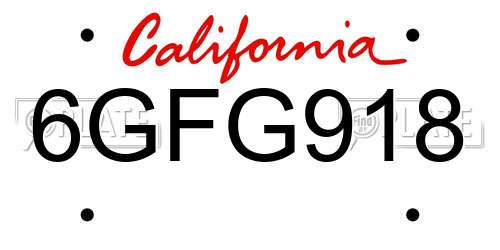 6GFG918 California License Plate
