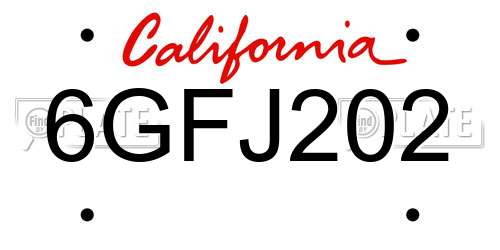 6GFJ202 California License Plate