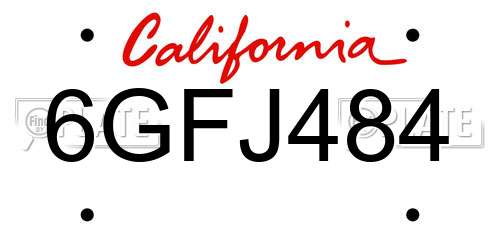 6GFJ484 California License Plate